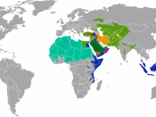 The distribution of the predominant Islamic madhhab (school of law) followed in majority-Muslim countries and regions (English)