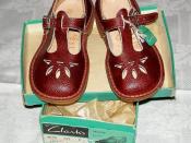 English: Clarks Joyance children's t-bar sandals made in England from the 1930s to 1970s