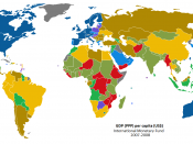 World map of countries by GDP (PPP) per capita from IMF statistics - 2007 estimates