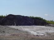 English: Salt Pile. A stockpile for road salt/grit located beside the A857. Used for winter road maintenance.