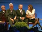 English: Former President Clinton with 2009 Liberty Medal recipient Steven Spielberg