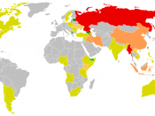 Map showing states containing one or more members of the UNPO