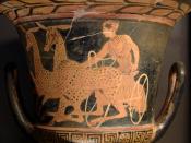 Artemis in a charriot drawn by hinds. Side A from an Boeotian red-figure calyx-krater, 450–425 BC.