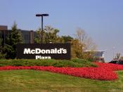 English: Sign outside McDonald's Plaza, one of the four buildings that make up the campus of McDonald's headquarters in Oak Brook, Illinois. Even though the image watermark says 