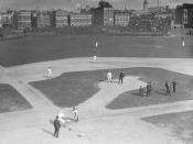 English: This photo, taken from the Chicago Daily News collection and cropped for aesthetic reasons, shows Opening Day at West Side Park in Chicago, on April 22, 1908. Retired 19th Century Chicago Cubs superstar Cap Anson is on the mound, delivering the t