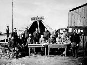 A portrait of the first Vancouver City Council meeting after the 1886 fire. The tent shown was on the east side of the 100 block Carrall. Smedman, Lisa (2006-03-03). 