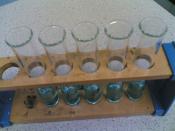 5 test tubes with different concentrations of glucose soloution in addition to Benedict's solution