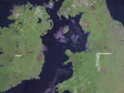 The Irish Sea from space with political borders marked