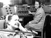 Mary Ford and Les Paul at work recording during the late 1940s.