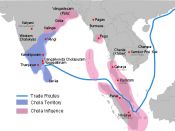 English: Map showing the extent of the Chola empire during Rajendra Chola I (c. 1030 CE)