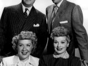 Publicity photo of the I Love Lucy cast: William Frawley (Fred Mertz), Desi Arnaz (Ricky Ricardo), Vivian Vance (Ethel Mertz), Lucille Ball (Lucy Ricardo).
