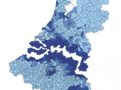English: A map on the concentration of Belgians in the Netherlands and Dutchmen in Belgium per municipality.