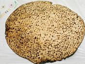 Handmade shmura matzo used at the Passover Seder especially for the mitzvot of eating matzo and afikoman.
