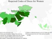 English: This is a map of Islamic countries showing level of required dress codes for women.