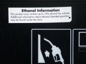 Information on pump regarding ethanol fuel blend up to 10%, California