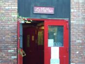 The entrance to La MaMa at 74A East 4th Street.