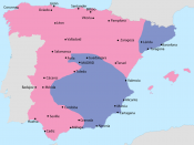 English: Map showing Spain in July 1938: Area under Nationalist control Area under Republican control