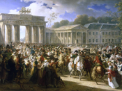 The triumphal parade of the Grande Armée in the Prussian capital of Berlin on 25 October 1806.