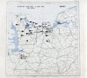 English: Official U.S. 12th Army position map at 2400 on D-Day (June 6, 1944).