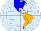 Division of the Americas into North, Central and South America and the West Indies.