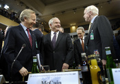 Defense Secretary Robert Gates, center, and U.S. Senators John McCain, right, and Joe Lieberman attend the 43rd Annual Conference on Security Policy in Munich, Germany, Feb. 10, 2007. The theme for the conference is 