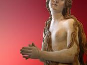 Mary Magdalene. Lime tree wood and polychromy, 16th century. Part of the feet were restored in the 19th century.