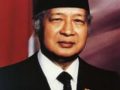 English: Suharto, second President of the Republic of Indonesia, at the start of his sixth term