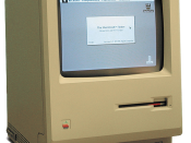 A Macintosh 128k, the first Macintosh model, introduced in 1984 and discontinued in 1985.