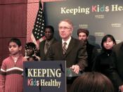 English: Harry Reid speaking at the State Children Health Insurance Program (SCHIP) Art Exhibit Press Conference