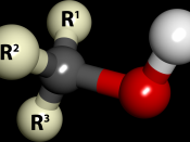 English: Ball and stick model of the alcohol molecule.