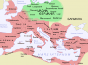 The Roman Empire in 116 AD and Germania Magna, with some Germanic tribes mentioned by Tacitus in CE 98 (quick sketch, should be updated with greater precision).