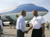 U.S. President George W. Bush and Nagin meet the week after Hurricane Katrina, September 2, 2005.