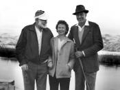 American author Ernest Hemingway, Bobbie Powell, and Gary Cooper, Silver Creek, Idaho.