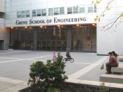 English: Looking northwest at entrance plaza of Grove Engineering School of City College of New York on a sunny late afternoon.