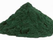 English: Spirulina (dietary supplement) powder made from cyanobacteria genus Arthrospira.