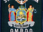 English: Image is similar if not identical to the shoulder patch of the New York State Office of Mental Retardation and Developmental Disabilities Police patch. Made with Photoshop.