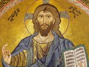 English: Christus Pantocrator in the apsis of the cathedral of Cefalù. Edited from Image:Cefalu Christus Pantokrator.jpg Italiano: Cristo Pantocratore sull'abside della cattedrale di Cefalù. Ingrandimento di Image:Cefalu Christus Pantokrator.jpg