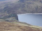 English: Dam on Loch an Daimh. More scarring of the landscape by alternative energy sources !!