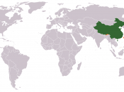 Location of the People's Republic of China. This map shows territories controlled and claimed by the PRC. The PRC also claims sovereignty over Taiwan. Green = actual PRC control (mainland China, some South China Sea islands including those within the Spra