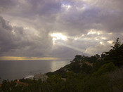 The top of the hills in Santa Barbara, CA looking over the ocean at sunset. The rain had just stopped. Equipment used is a Nikon Coolpix 5000 digital camera and Manfrotto monopod.