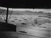 The Kiska invasion fleet at Adak harbor, Aleutians, Alaska (USA), in August 1943.