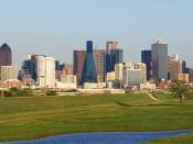 Downtown Dallas in the background with the Trinity River in the foreground. Taken from the N Hampton Rd bridge.