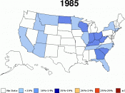 Animated map of obesity incidence by state (1985-2006)