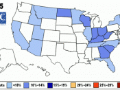 English: Animation of U.S. Obesity Trends by State 1985–2008. (%of people with BMI >30)