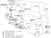 Map of internment camps during the internment of Japanese Americans in World War II.