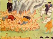 Artistic depiction of the execution by burning of three alleged witches in Baden, Germany in 1585