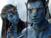 Jake's avatar and Neytiri. One of the inspirations for the look of the Na'vi came from a dream that Cameron's mother had told him about.