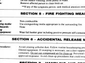 An example Material safety data sheet (MSDS), giving instructions for handling a hazardous substance.
