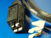 Typical connector used in IBM structured cabling, which was used for Token Ring networks. Unlike almost all other electrical connectors, there are no male and female versions of the connector, two identical connectors can be coupled together. This one is 