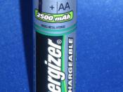 Energizer AA size 2500 mA·h (1.2 V, 3.0 W·h, NiMH) rechargeable cell